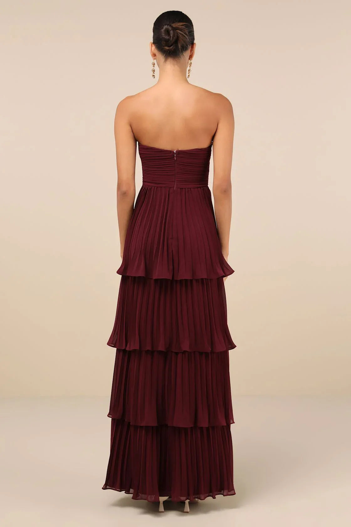 Plum purple strapless maxi-dress