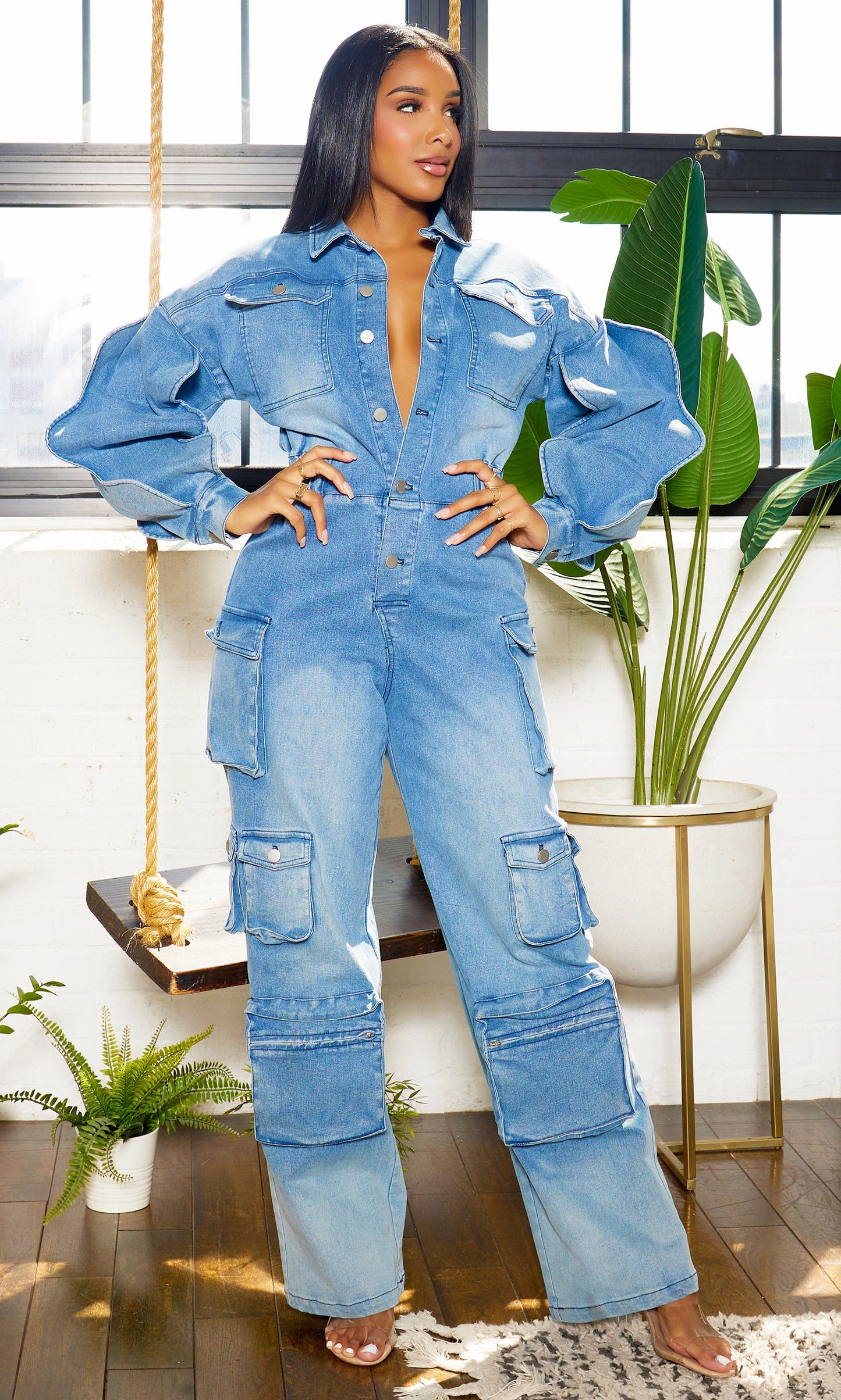 Cargo Denim Jumpsuit - PREORDER