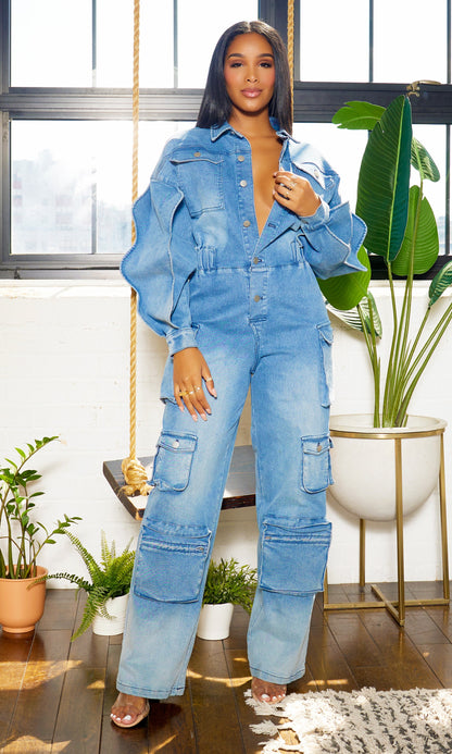 Cargo Denim Jumpsuit - PREORDER