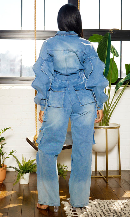 Cargo Denim Jumpsuit - PREORDER