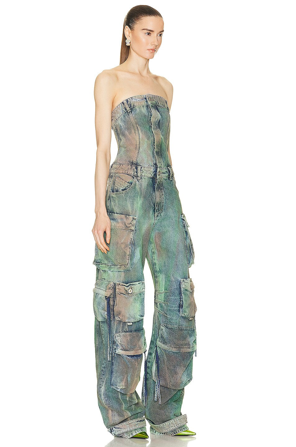 Retro washed denim jumpsuit