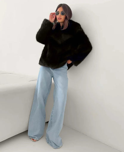 Elegante faux fur jas