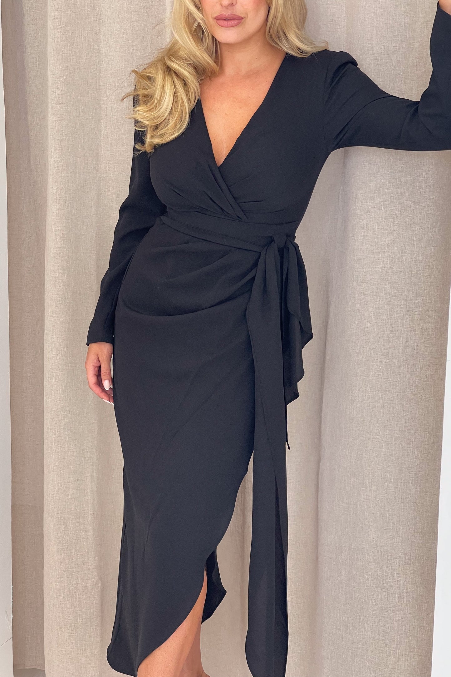 Bria black wrap maxi dress