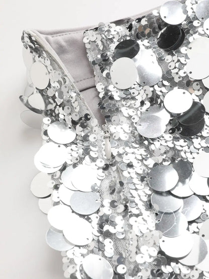 Paillettenrok Zilver/Zwart - Perfecte Feestdrok