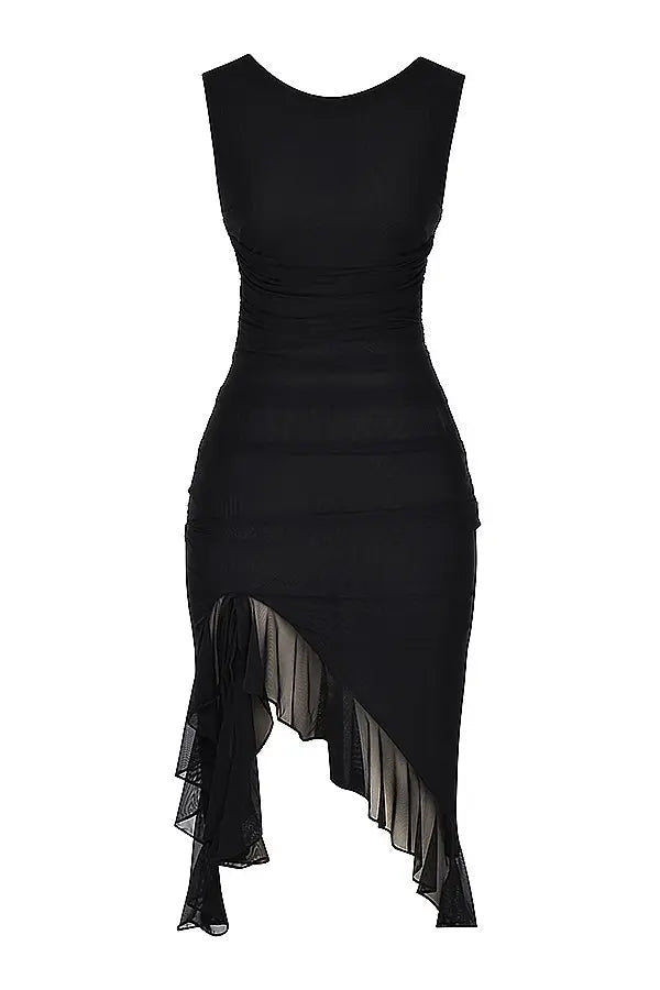 NOIR asym mesh dress