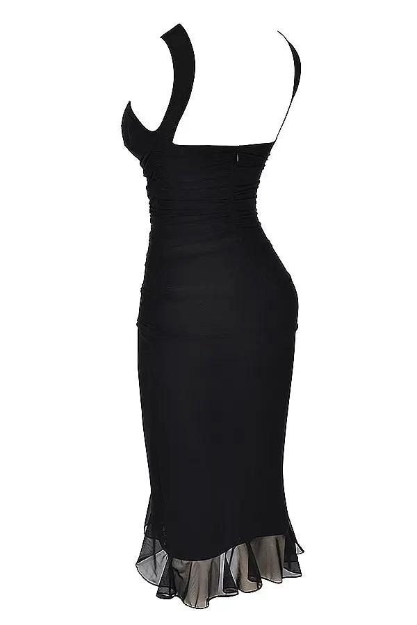 NOIR asym mesh dress