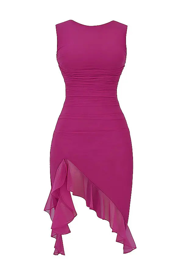 NOIR asym mesh dress