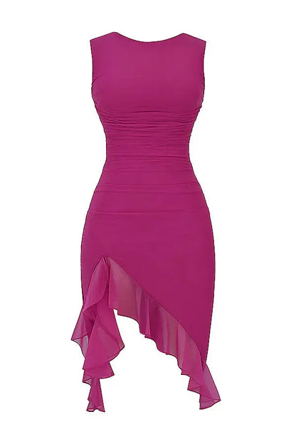 NOIR asym mesh dress