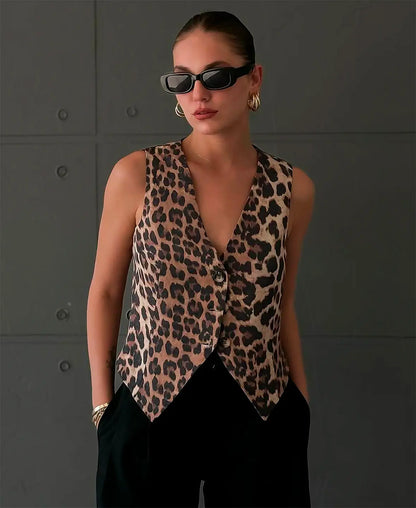 Leopard print vest