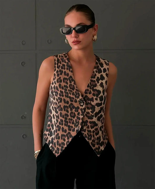 Leopard print vest