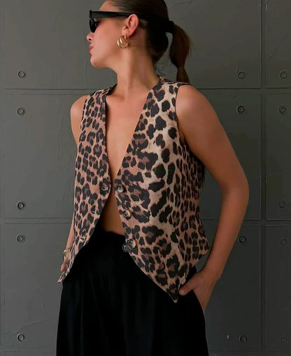 Leopard print vest