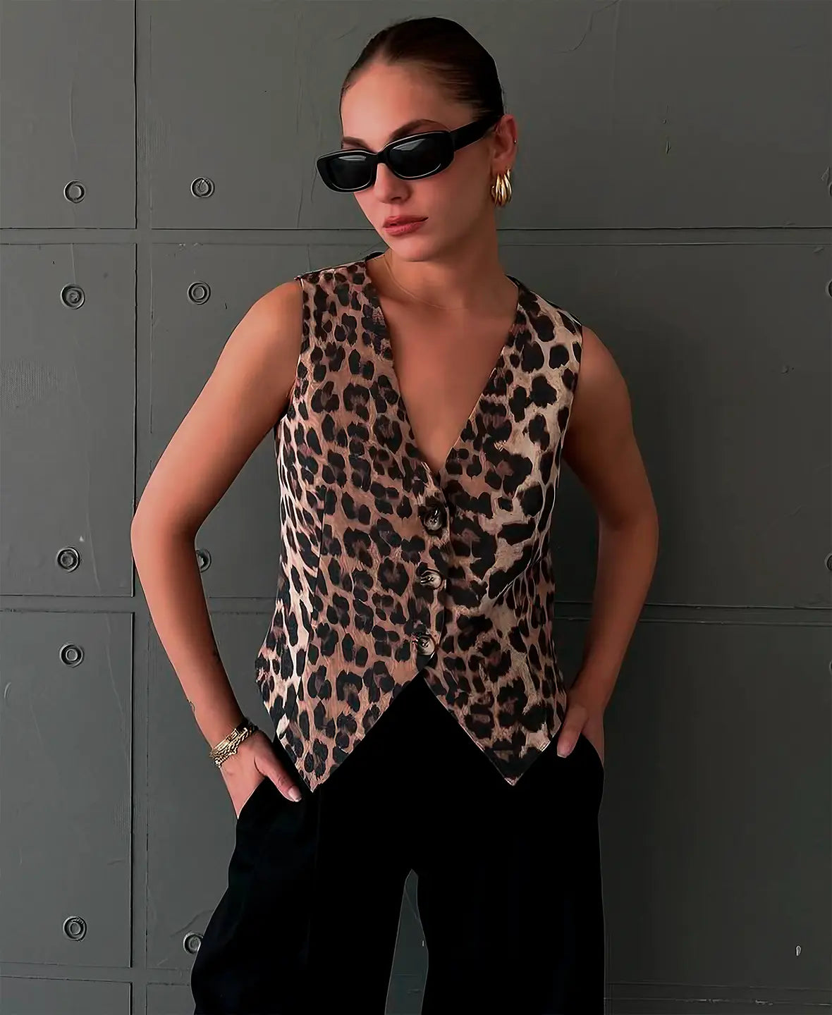 Leopard print vest
