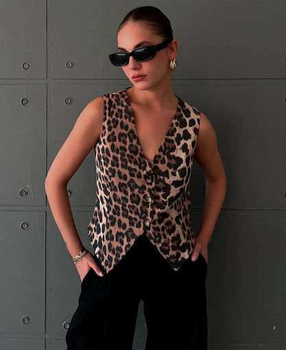 Leopard print vest